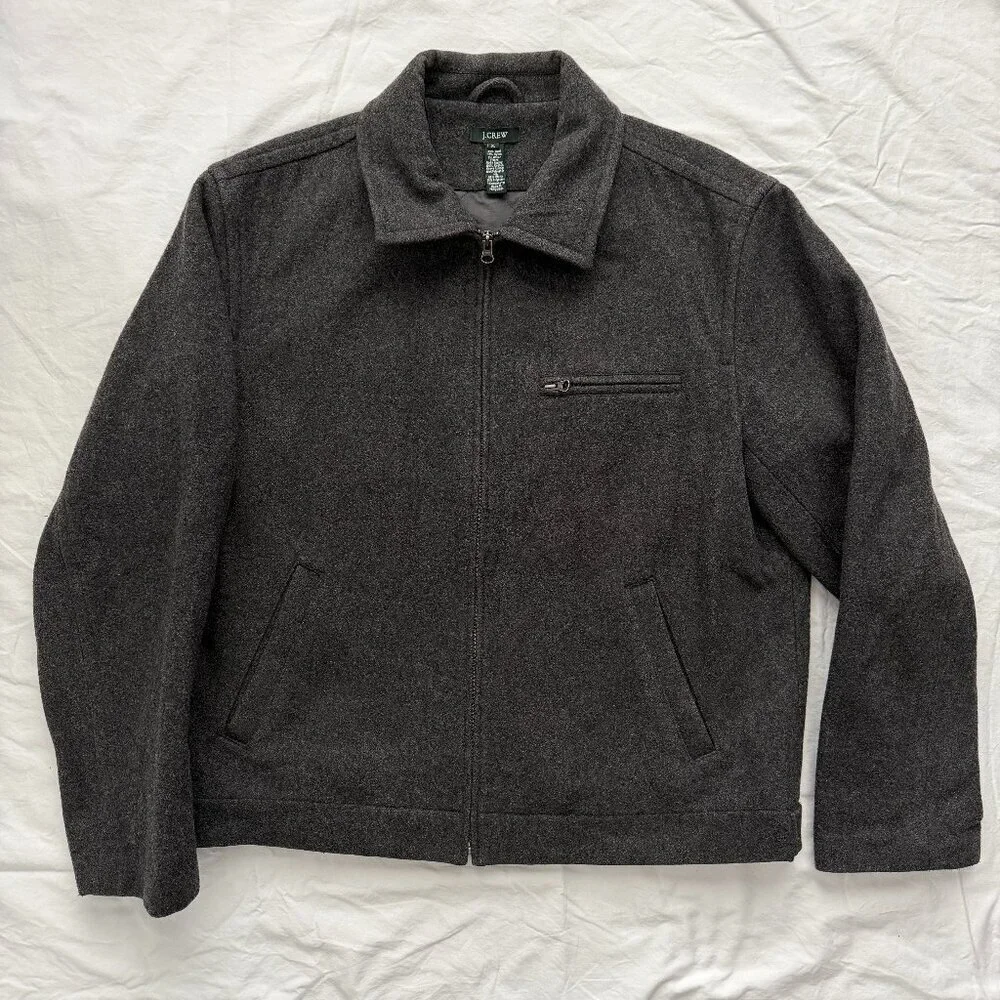 J CREW City Jacket Wool Blend Charcoal Night Gray XL